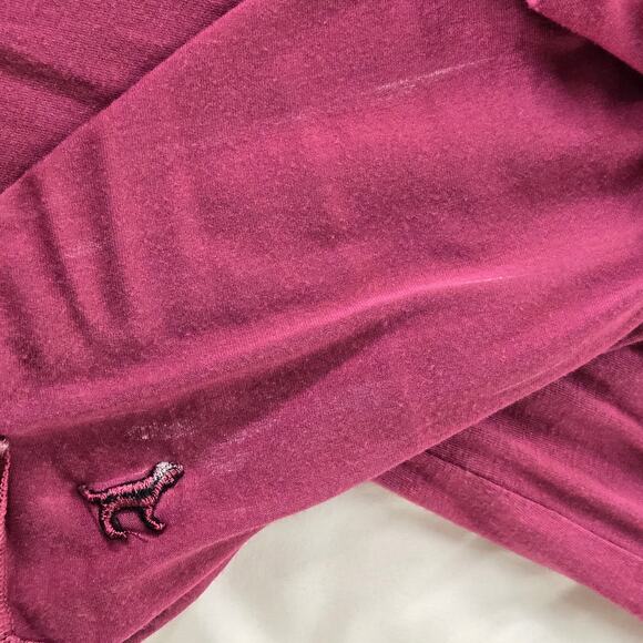 🎄 Victoria Secret PINK EUC Soft long sleeve tie front top XS dark pink Bayberry - Picture 7 of 14